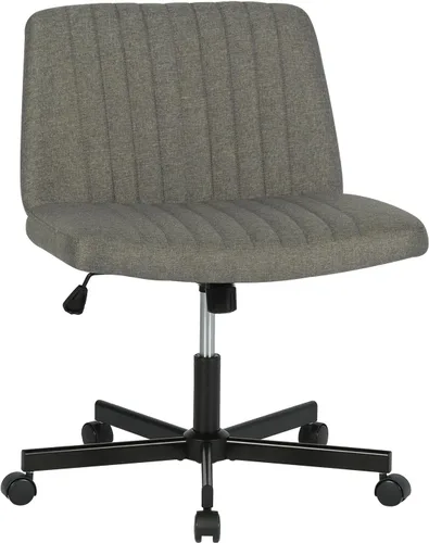 Miniatura 11 de FDW Silla Criss Cross sin brazos, silla de escritorio de oficina con patas cruzadas, ajustable, giratoria, ergonómica, sin ruedas, respaldo