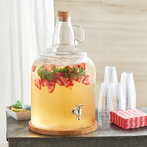 Miniatura 2 de Dispensador de bebidas de vidrio Growler de 4 galones con tapa de corcho