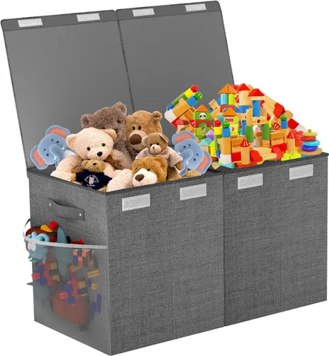 Miniatura 11 de Caja grande de juguetes, plegable, resistente, organizador de juguetes, cestas de dinosaurios con tapas para niños y niñas, sala de estar, sala