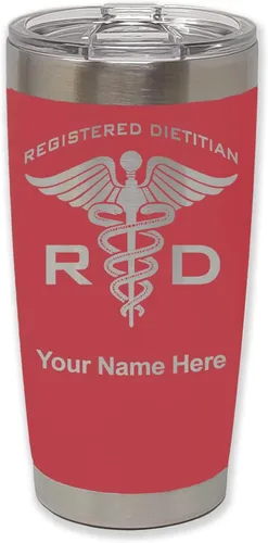 Miniatura 22 de LaserGram Vaso aislado al vacío de 20 onzas, dietista registrado RD, grabado personalizado incluido (negro)