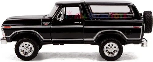 Miniatura 2 de 1978 Bronco 1:24 Modelo de Coche Fundido SUV SUT Negro con Cap Truck Motormax 79371