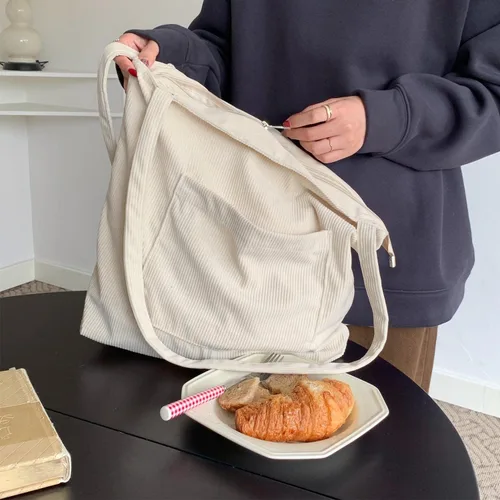 Miniatura 7 de WantGor Bolso de mano de pana para mujeres, bolsos de hombro estilo hobo grandes, bolsos casuales de gran capacidad para compras y trabajo