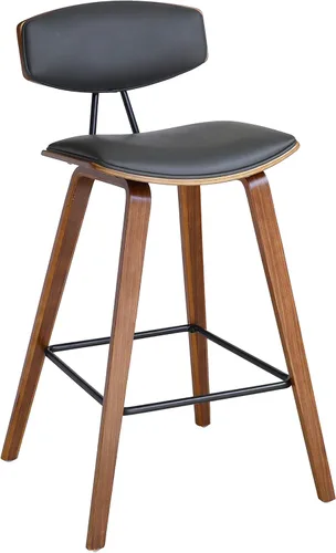 Miniatura 26 de Armen Living Fox - Taburete de bar moderno de mediados de siglo de piel sintética gris y madera negra de 25.5 pulgadas Piel sintética gris/negro