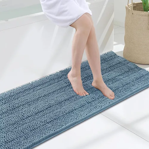 Miniatura 64 de Grandaily Alfombras de baño de felpilla a rayas de 24 x 16 pulgadas, extra gruesas y suaves, absorbentes, parte trasera de goma, alfombra de ducha