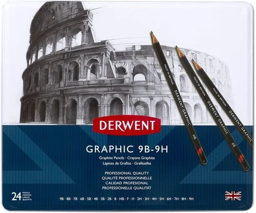 Miniatura 7 de Derwent - Lápices de dibujo gráfico, medianos, caja metálica, 12 unidades (34214)