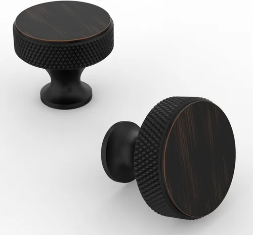Miniatura 13 de Asidrama Paquete de 10 pomos de gabinete de cocina de oro cepillado moleteados, pomos de tocador de latón para cajones, tiradores de gabinete, pomo