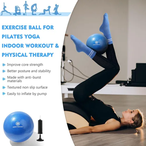 Miniatura 5 de floconssy Pilates Ball Resistance Bands Grip Socks Barre Sets, Loop Exercise Bands 5 Levels, Small Yoga Ball 9 Inch, Non Slip Socks Workout Kit at