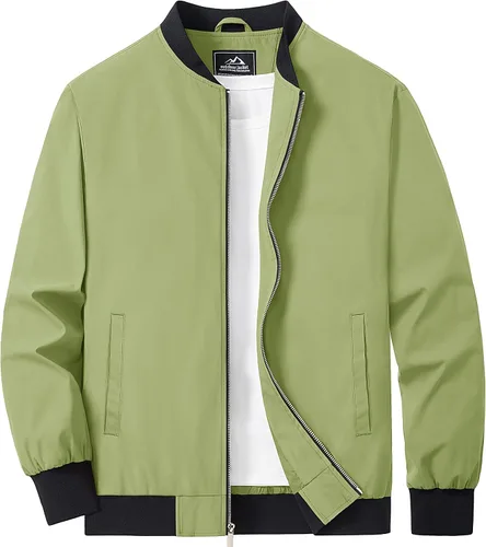 Miniatura 9 de MAGCOMSEN Chaqueta bomber para hombre, ligera, casual, con cremallera, rompevientos, primavera, otoño, abrigo de golf con bolsillos