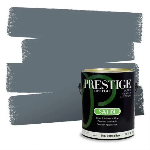 Miniatura 528 de Pintura Exterior + imprimación PRESTIGE, todo-en-uno, 1 galón, acabado mate, color comparable al Valspar* Royal Gray* VS151-Gris real