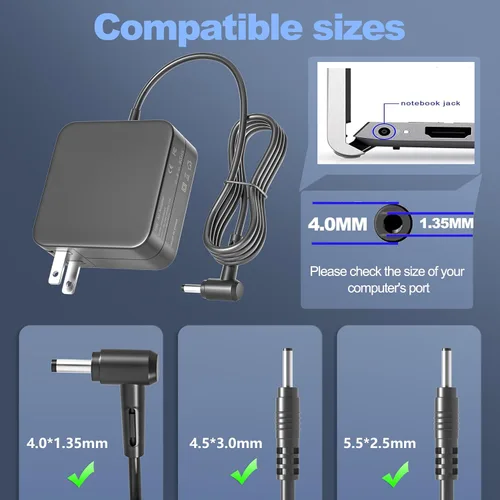 Miniatura 2 de Cargador para portátil de 65 W y 45 W compatible con Asus Vivobook 14 15 17 F412 F512 X512 F412DA F512JA F512FA X512FA X512DA, Flip 14 15 16 S13 S14