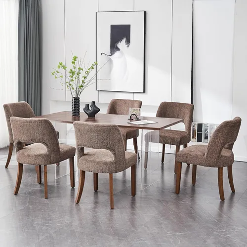 Miniatura 49 de VKNOW Juego de 2 sillas de comedor de madera, silla de comedor tapizada en tela moderna, silla de cocina, silla de cena de granja para cocina y Verde