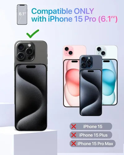 Miniatura 18 de TORU CX Slim - Funda tipo cartera para iPhone 15, funda protectora a prueba de golpes resistente con tarjetero oculto y ranura para tarjetas, espejo