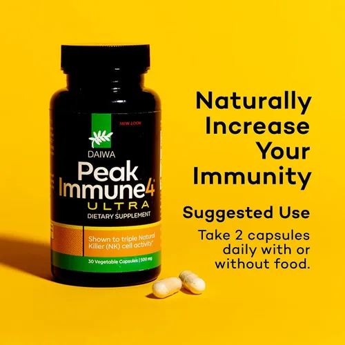 Miniatura 5 de Daiwa PeakImmune4 Suplemento natural de apoyo inmunológico Mejora la función de las células NK con extracto de micelio de salvado de arroz RBAC