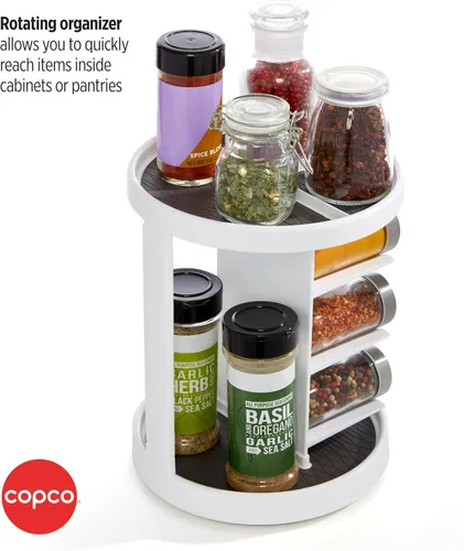 Miniatura 5 de Copco Tocadiscos de vitaminas de 2 niveles blanco y gris con 6 cunas para vitaminas, suplementos, etc. con agarre antideslizante y capas apiladas