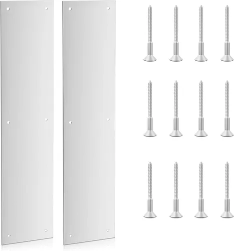 Placa de empuje de puerta, placa de puerta de 4 x 16 pulgadas, placa de puerta con 6 tornillos para puerta, interior, exterior, accesorios