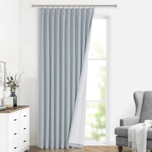 Miniatura 35 de Vision Home Cortinas marrones con pliegues pinzados de bloqueo total, cortinas de ventana de lino mezclado para oscurecimiento de la habitación, 95