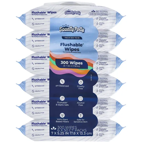 Miniatura 8 de Squatty Potty Toallitas Desechables – Paquete de 3 (150 Toallitas en Total) – 99% a Base de Agua y Plantas – Aroma de Té Verde, Pepino y Aloe Spa