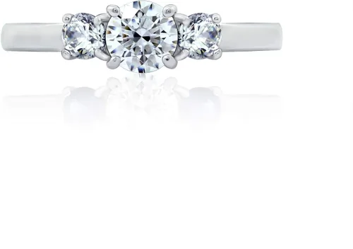 Miniatura 9 de Tienda Essentials Anillo redondo de 3 piedras de plata de ley chapada en platino o oro hecho con circonita cúbica de elementos infinitos