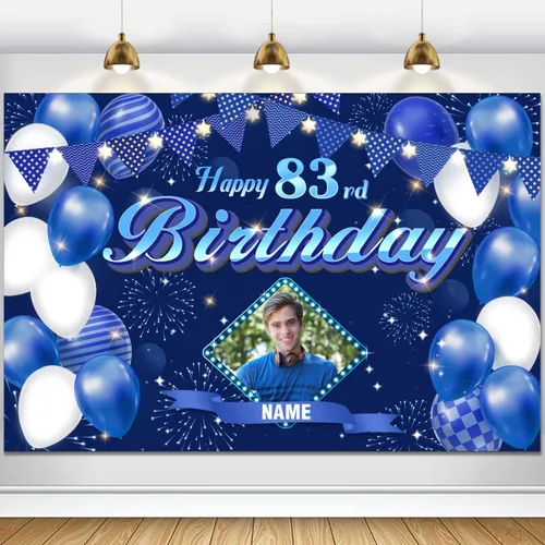 Miniatura 89 de Dicodes Fondo de decoración de feliz cumpleaños número 100 color azul marino personalizado, cartel con purpurina, pancarta, suministros