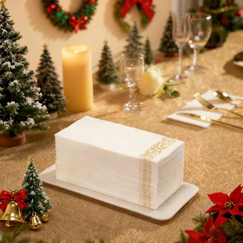 Miniatura 3 de Paquete de 200 toallas desechables para invitados, toallas de mano suaves y desechables, servilletas de baño decorativas para fiestas, cenas, bodas