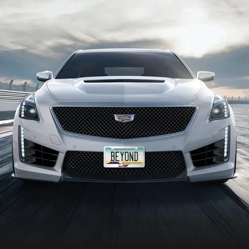 Miniatura 4 de iPick Image para Cadillac V Logo en 3D en espejo cromado marco de matrícula de metal