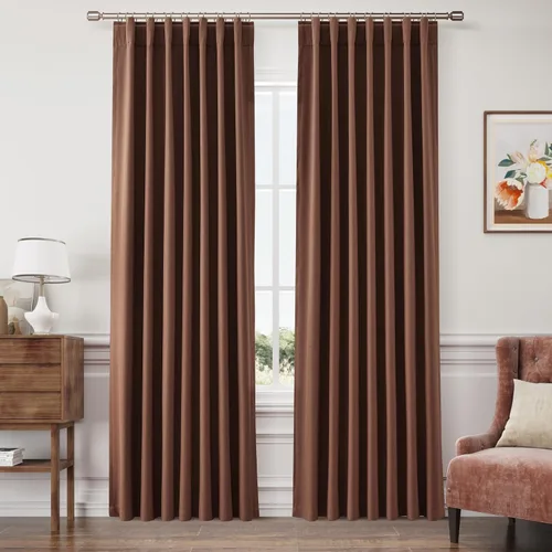 Miniatura 66 de Joywell 2 cortinas opacas 100%, lino, beige natural, trabillas traseras/cinta con ganchos, aislantes, de dormitorio, comedor, sala, puerta corrediza