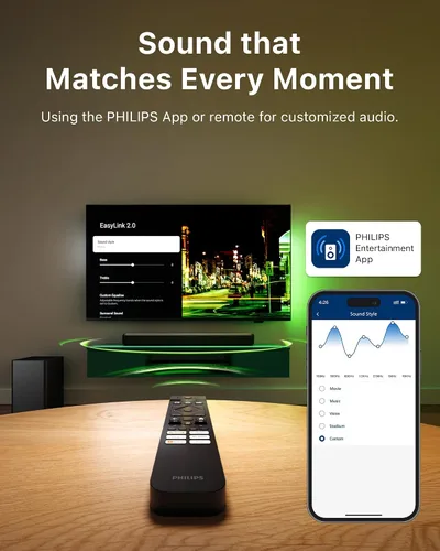 Miniatura 5 de Barra de sonido PHILIPS B5309 2.1 con subwoofer inalámbrico y tecnología de audio DTS Virtual:X inmersiva - 240W de potencia máxima, graves