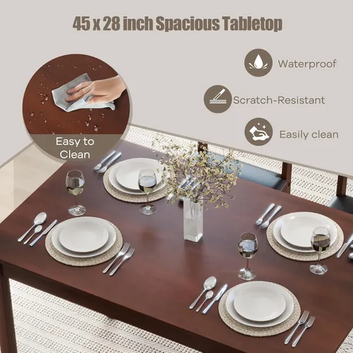 Miniatura 6 de NAFORT Juego de mesa de comedor de 5 piezas para 4, juego de 4 sillas de mesa de cocina de madera maciza, juego de comedor moderno de mediados
