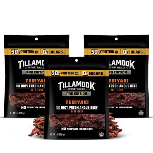 Miniatura 9 de Tillamook - Carne seca de res, edición Country Smoker PRO, cero azúcar, original, 2.14 onzas, carne Angus fresca ahumada de madera real, baja