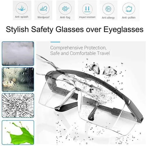 Miniatura 3 de Paquete de 3 gafas de seguridad, gafas protectoras antivaho para los ojos, resistentes a los arañazos, lentes envolventes transparentes y agarres
