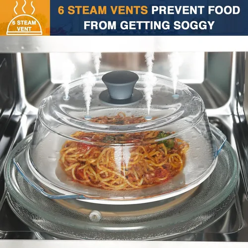 Miniatura 4 de lopeztek Cubierta de vidrio para salpicaduras de microondas, fundas de horno de microondas de vidrio para alimentos, protector de salpicaduras