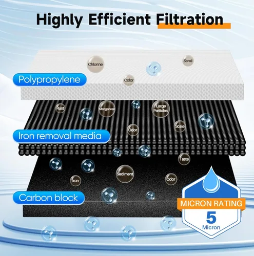 Miniatura 3 de PUREPLUS Sistema de filtración de agua de 2 etapas para toda la casa, carcasa transparente universal de 10 pulgadas, reduce los sedimentos