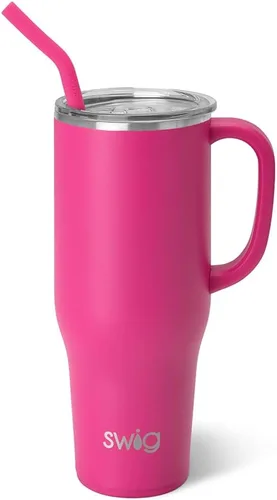 Miniatura 11 de Swig Life Mega Taza de 30 oz, Vaso de 30 oz con Asa y Pajita, Compatible con Portavasos, Apto para Lavavajillas, Vaso Aislado Extra Grande, Botella