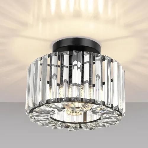 Miniatura 19 de FRIDEKO HOME Lámpara de techo semiempotrada - Lámpara de techo moderna de cristal, lámpara de techo moderna, accesorios de luz dorada para porche