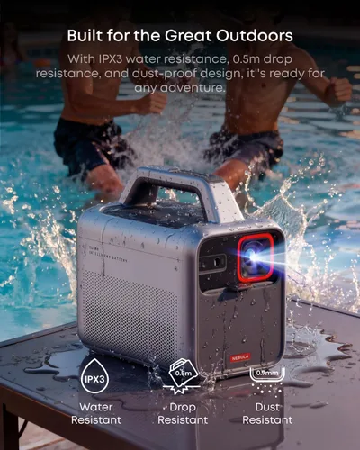 Miniatura 3 de NEBULA Proyector portátil para exteriores Mars 3, 1000 lúmenes ANSI, imagen potenciada por IA, batería integrada con 5 horas de reproducción, TV