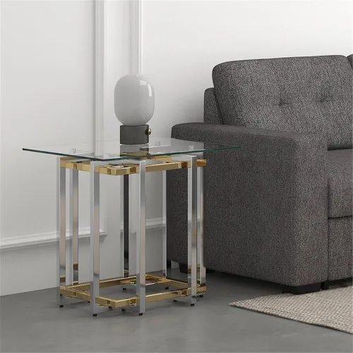 Miniatura 2 de Nspire Mesa de cristal y metal contemporánea en plata y oro