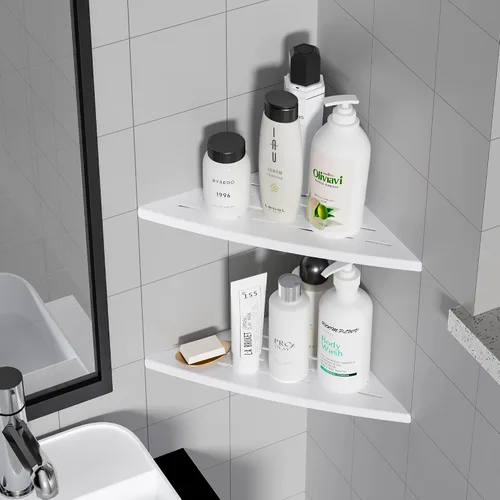 Miniatura 3 de Qeke Estante esquinero de ducha dorado cepillado, acero inoxidable 304 de 11.5 pulgadas, estante esquinero empotrado de baño para pared de azulejos