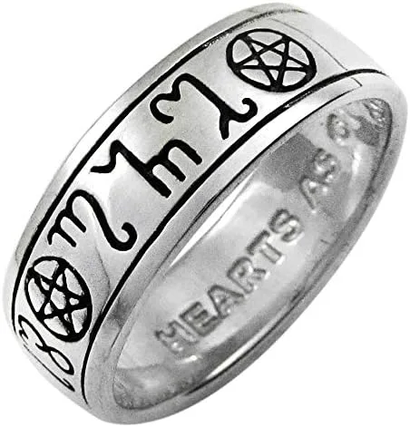 Miniatura 3 de Anillo de boda de plata de ley Theban Pentáculo, talla 4-15