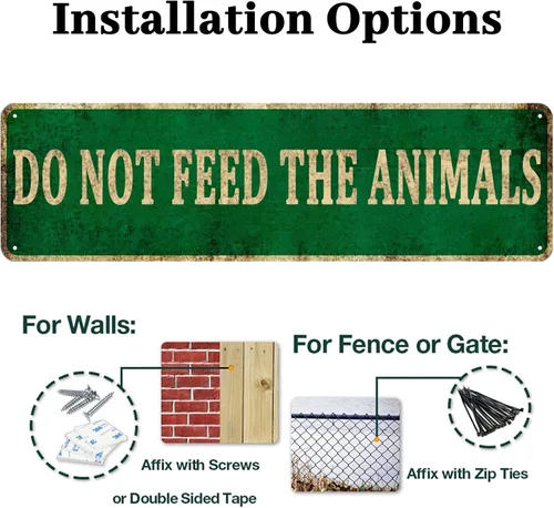 Miniatura 4 de KIOZIY Letrero de advertencia de metal de 4 x 16 pulgadas con texto en inglés "Do Not Feed The Animals Zoo Safari