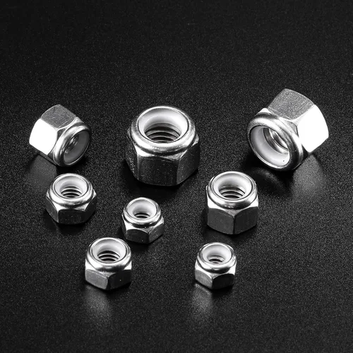 Miniatura 6 de Tuercas hexagonales de bloqueo con inserción de nailon 1/4-20, 100 piezas, tuercas hexagonales de bloqueo de acero inoxidable 304, accionamiento