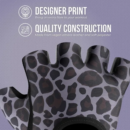 Miniatura 4 de Contraband Pink Label 5297 Design Series - Guantes de levantamiento y remo con estampado de leopardo (par) – Ligero vegano medio acolchado