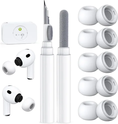 Miniatura 21 de 4 pares de puntas de repuesto para AirPods Pro 2ª/1ª generación con kit limpiador, orificio de reducción de ruido y pantalla protectora contra