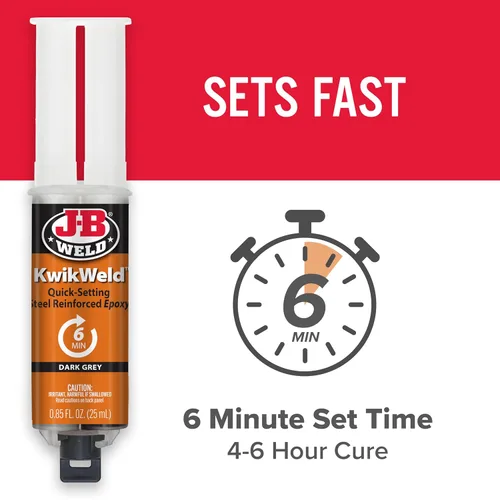 Miniatura 3 de J-B Weld 6 Minute Set Epoxy KwikWeld, Alta Resistencia, Impermeable, Paquete de 2, Gris Oscuro, 50176-2