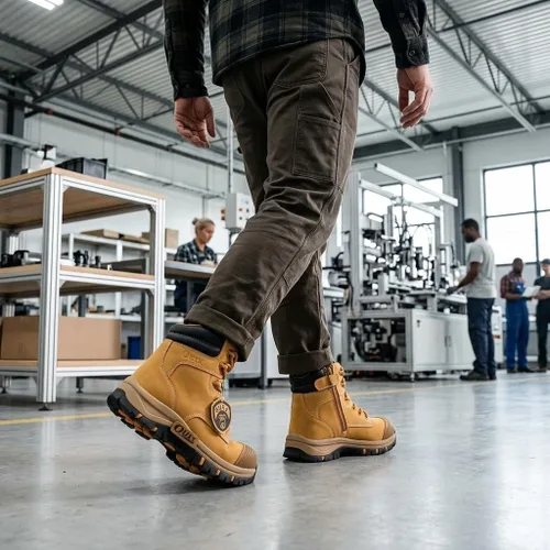 Miniatura 2 de Botas de trabajo para hombre, zapatos con punta de acero y cremallera lateral, resistentes al agua, antideslizantes, a prueba de pinchazos (OX2720)