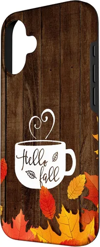 Miniatura 2 de Hello Fall - Taza de café para iPhone 16, diseño de hojas de otoño