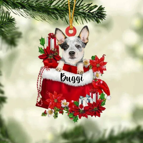 Miniatura 30 de Perro Akita Inu personalizado en bolsa de regalo, adorno de Navidad, nombre personalizado, regalo para amantes de los perros, familia, Navidad