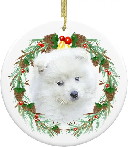 Miniatura 2 de Colgante de perro esquimal americano de 3 pulgadas para decoración de árbol de Navidad, bonito adorno de día festivo para cachorros, regalos