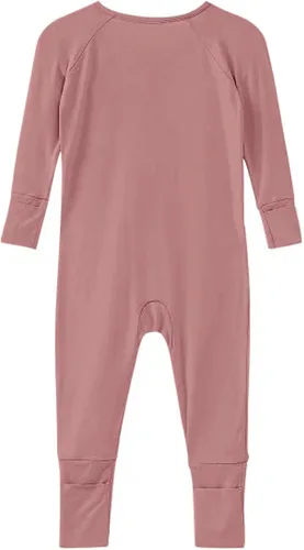 Miniatura 5 de Pijama de viscosa de bambú sin pies para niños y niñas, pijamas con cremallera para dormir y jugar, mameluco - 0-24 meses