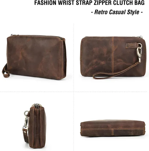 Miniatura 53 de Funda de piel de grano superior para hombre y mujer, múltiples bolsillos/ranuras, RFID de gran capacidad para tarjetas, cheques, dinero, pasaporte