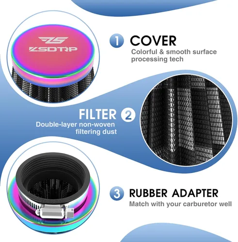 Miniatura 5 de 2 piezas de carburador de motocicleta de 1.378 in Filtro de aire para ATV SSR TTR Dirt Bike Pit Bike Mini Bike GY6 Scooter Motocicleta Filtro